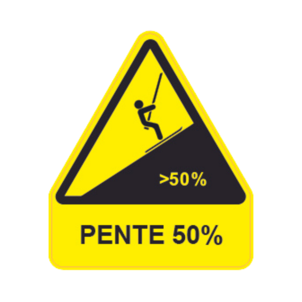 Panneau Triangle DIBOND Danger Texte "Pente 50%" TRI-DIB176-TX